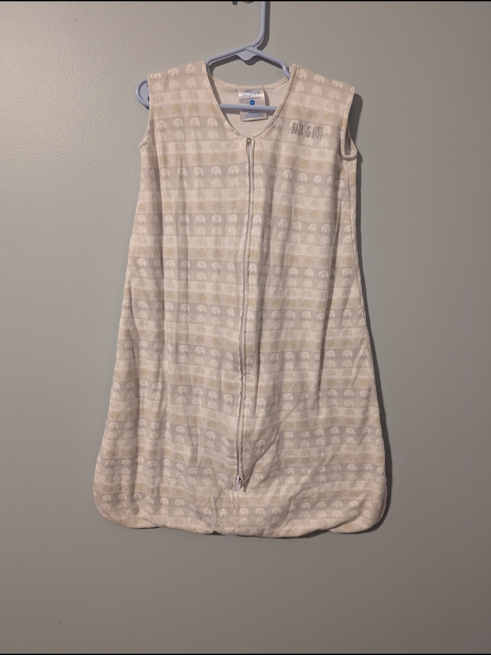 Halo SleepSack White and Gray Elephant Print